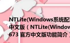 NTLite(Windows系统配置与优化工具) V2.3.4.8673 官方中文版（NTLite(Windows系统配置与优化工具) V2.3.4.8673 官方中文版功能简介）