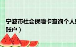 宁波市社会保障卡查询个人账户（宁波社会保障卡查询个人账户）