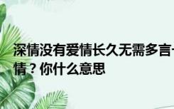 深情没有爱情长久无需多言一个冷冰冰的人为什么要这么深情？你什么意思