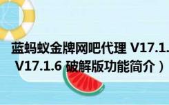 蓝蚂蚁金牌网吧代理 V17.1.6 破解版（蓝蚂蚁金牌网吧代理 V17.1.6 破解版功能简介）