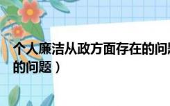 个人廉洁从政方面存在的问题及原因（个人在廉政方面存在的问题）