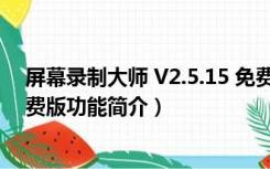 屏幕录制大师 V2.5.15 免费版（屏幕录制大师 V2.5.15 免费版功能简介）