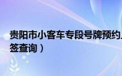 贵阳市小客车专段号牌预约上牌（贵阳市小客车专段号牌中签查询）