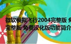 微软模拟飞行2004完整版 免费汉化版（微软模拟飞行2004完整版 免费汉化版功能简介）