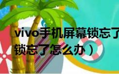 vivo手机屏幕锁忘了怎么解（vivo手机屏幕锁忘了怎么办）