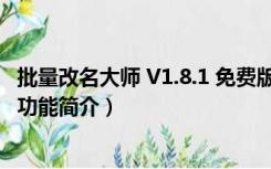 批量改名大师 V1.8.1 免费版（批量改名大师 V1.8.1 免费版功能简介）