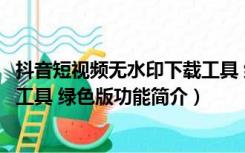 抖音短视频无水印下载工具 绿色版（抖音短视频无水印下载工具 绿色版功能简介）