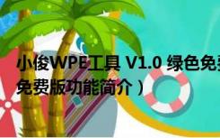 小俊WPE工具 V1.0 绿色免费版（小俊WPE工具 V1.0 绿色免费版功能简介）