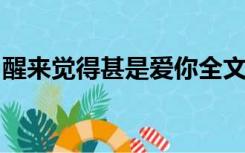 醒来觉得甚是爱你全文免费阅读黄焖鸡真好吃