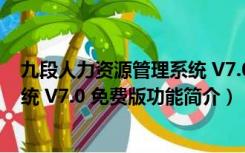 九段人力资源管理系统 V7.0 免费版（九段人力资源管理系统 V7.0 免费版功能简介）