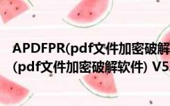 APDFPR(pdf文件加密破解软件) V5.06 绿色版（APDFPR(pdf文件加密破解软件) V5.06 绿色版功能简介）