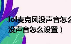 lol麦克风没声音怎么设置（英雄联盟麦克风没声音怎么设置）