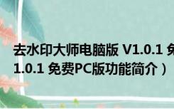 去水印大师电脑版 V1.0.1 免费PC版（去水印大师电脑版 V1.0.1 免费PC版功能简介）