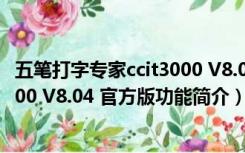 五笔打字专家ccit3000 V8.04 官方版（五笔打字专家ccit3000 V8.04 官方版功能简介）