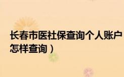 长春市医社保查询个人账户（长春市医疗保险个人账户查询怎样查询）