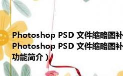 Photoshop PSD 文件缩略图补丁 绿色版 『直接可以查看Psd内容』（Photoshop PSD 文件缩略图补丁 绿色版 『直接可以查看Psd内容』功能简介）