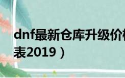 dnf最新仓库升级价格表（dnf金库升级价格表2019）