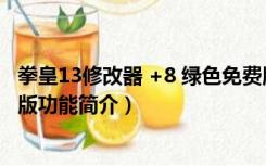 拳皇13修改器 +8 绿色免费版（拳皇13修改器 +8 绿色免费版功能简介）