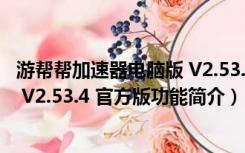 游帮帮加速器电脑版 V2.53.4 官方版（游帮帮加速器电脑版 V2.53.4 官方版功能简介）