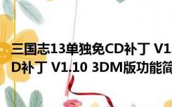 三国志13单独免CD补丁 V1.10 3DM版（三国志13单独免CD补丁 V1.10 3DM版功能简介）