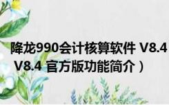 降龙990会计核算软件 V8.4 官方版（降龙990会计核算软件 V8.4 官方版功能简介）