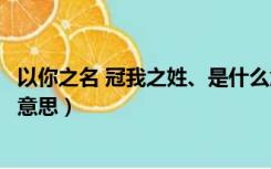 以你之名 冠我之姓、是什么意思（以我之名冠你之姓是什么意思）