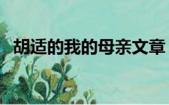 胡适的我的母亲文章（胡适我的母亲原文）