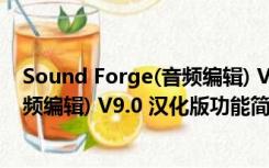 Sound Forge(音频编辑) V9.0 汉化版（Sound Forge(音频编辑) V9.0 汉化版功能简介）