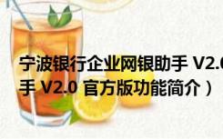 宁波银行企业网银助手 V2.0 官方版（宁波银行企业网银助手 V2.0 官方版功能简介）