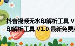 抖音视频无水印解析工具 V1.0 最新免费版（抖音视频无水印解析工具 V1.0 最新免费版功能简介）