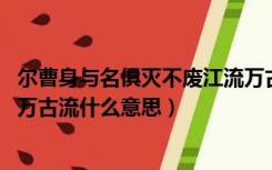 尔曹身与名俱灭不废江流万古流（尔曹身与名俱灭 不废江河万古流什么意思）