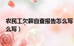 农民工欠薪自查报告怎么写（拖欠农民工工资的自查报告怎么写）