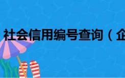 社会信用编号查询（企业社会信用代码查询）