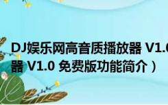 DJ娱乐网高音质播放器 V1.0 免费版（DJ娱乐网高音质播放器 V1.0 免费版功能简介）