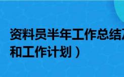 资料员半年工作总结及计划（资料员工作总结和工作计划）