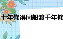 十年修得同船渡千年修得共枕眠下一句是什么