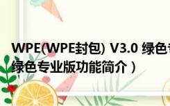 WPE(WPE封包) V3.0 绿色专业版（WPE(WPE封包) V3.0 绿色专业版功能简介）