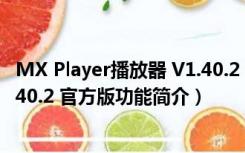 MX Player播放器 V1.40.2 官方版（MX Player播放器 V1.40.2 官方版功能简介）