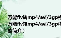 万能flv转mp4/avi/3gp格式转换器 V10.0.2 绿色破解版（万能flv转mp4/avi/3gp格式转换器 V10.0.2 绿色破解版功能简介）