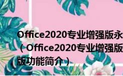 Office2020专业增强版永久激活版 32位/64位 免费密钥版（Office2020专业增强版永久激活版 32位/64位 免费密钥版功能简介）