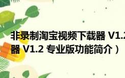 非录制淘宝视频下载器 V1.2 专业版（非录制淘宝视频下载器 V1.2 专业版功能简介）