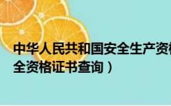 中华人民共和国安全生产资格证查询（安全生产管理人员安全资格证书查询）