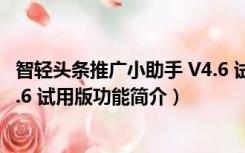 智轻头条推广小助手 V4.6 试用版（智轻头条推广小助手 V4.6 试用版功能简介）