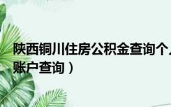 陕西铜川住房公积金查询个人账户（铜川市住房公积金个人账户查询）