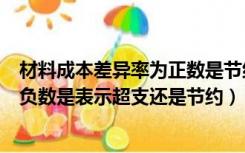 材料成本差异率为正数是节约还是超支（材料成本差异率为负数是表示超支还是节约）