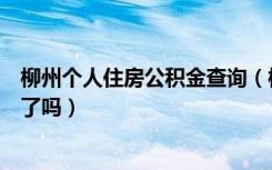 柳州个人住房公积金查询（柳州个人公积金帐户可网上查询了吗）