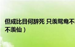 但成比目何辞死 只羡鸳鸯不羡仙（得成比目何辞死愿作鸳鸯不羡仙）