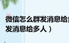 微信怎么群发消息给多人不建群（微信怎么群发消息给多人）