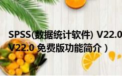 SPSS(数据统计软件) V22.0 免费版（SPSS(数据统计软件) V22.0 免费版功能简介）