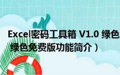 Excel密码工具箱 V1.0 绿色免费版（Excel密码工具箱 V1.0 绿色免费版功能简介）